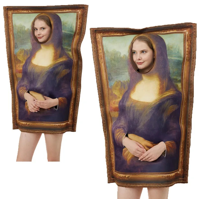 Famous Paintings Costume Mona Lisa The Scream Halloween Adult Men Women Funny Cerative Dress Up Purim Halloween Party Props