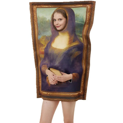 Famous Paintings Costume Mona Lisa The Scream Halloween Adult Men Women Funny Cerative Dress Up Purim Halloween Party Props