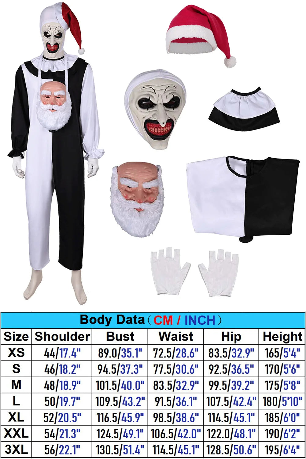 Fantasia Art Clown Cosplay Disfraz Costume Movie Terrifier Roleplay Outfits Male Fantasy Halloween Carnival Party Clothes