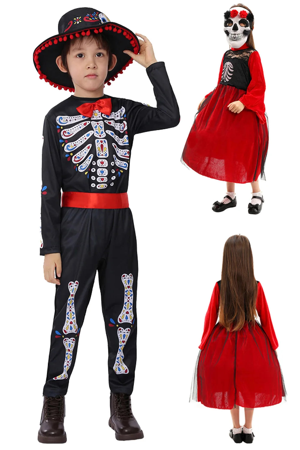 Fantasia Horror Skull Ghost Cosplay Child Boys Girls Clothing Day Of The Dead Scary Disfraz Costume Kid Halloween Party Clothes