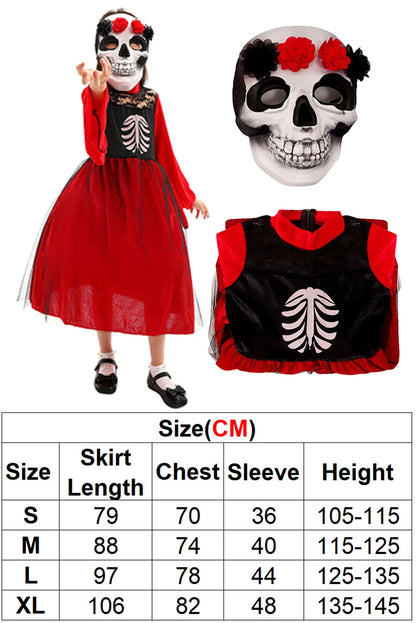 Fantasia Horror Skull Ghost Cosplay Child Boys Girls Clothing Day Of The Dead Scary Disfraz Costume Kid Halloween Party Clothes