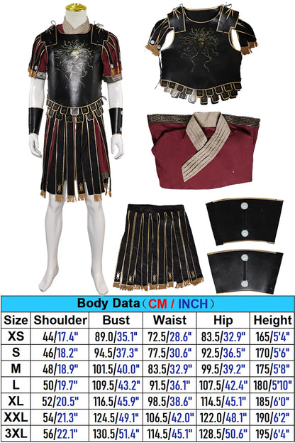 Fantasia Marcus Cosplay Combat Uniform 2024 Movie Gladiator Disfraz Costume Men Male Fantasy Halloween Carnival Party Clothes