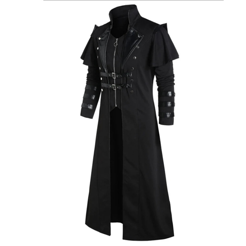 Fantasia Retro Steampunk Knight Cosplay Trench Coat Medieval Disfraz Costume Men Male Fantasy Halloween Carnival Party Clothes