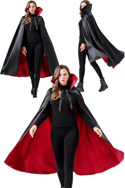 Fantasia Vampires Cloak Witch Devil Cosplay Disfraz Costume Accessories Stand Collar Cape Women Men Halloween Carnival Decor