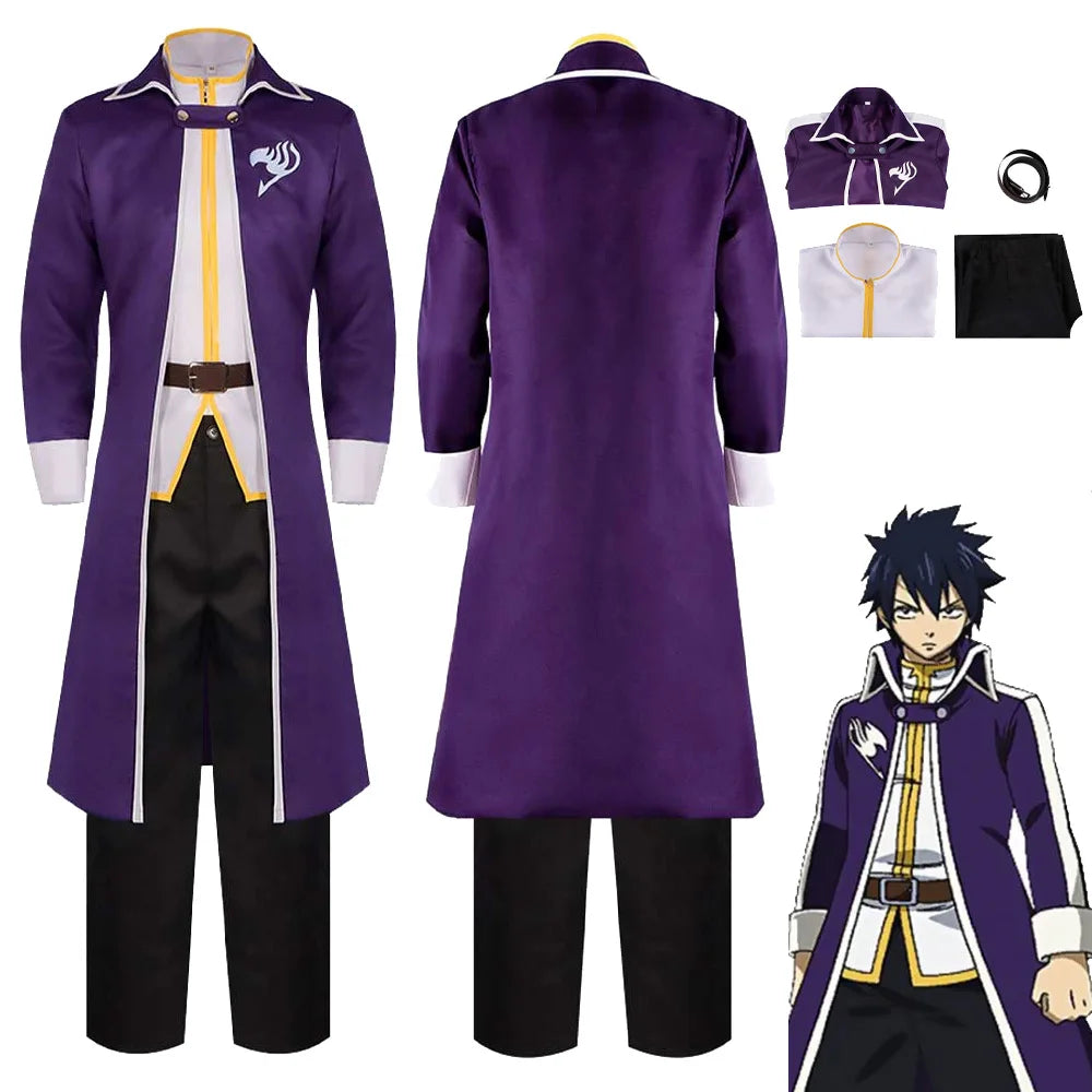 Fantasy Gray Fullbuster Cosplay Costume Anime Fairy Cosplay Tail Coat Pants Shirt Disguise Adult Men Outfits Halloween Male Suit