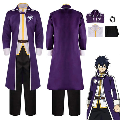 Fantasy Gray Fullbuster Cosplay Costume Anime Fairy Cosplay Tail Coat Pants Shirt Disguise Adult Men Outfits Halloween Male Suit