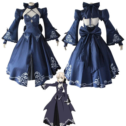 Fate Stay Night Saber Alter Arturia Pendragon Cosplay Costume Women Anime FGO Zero Fate Black Bride Gothic Lolita Dress