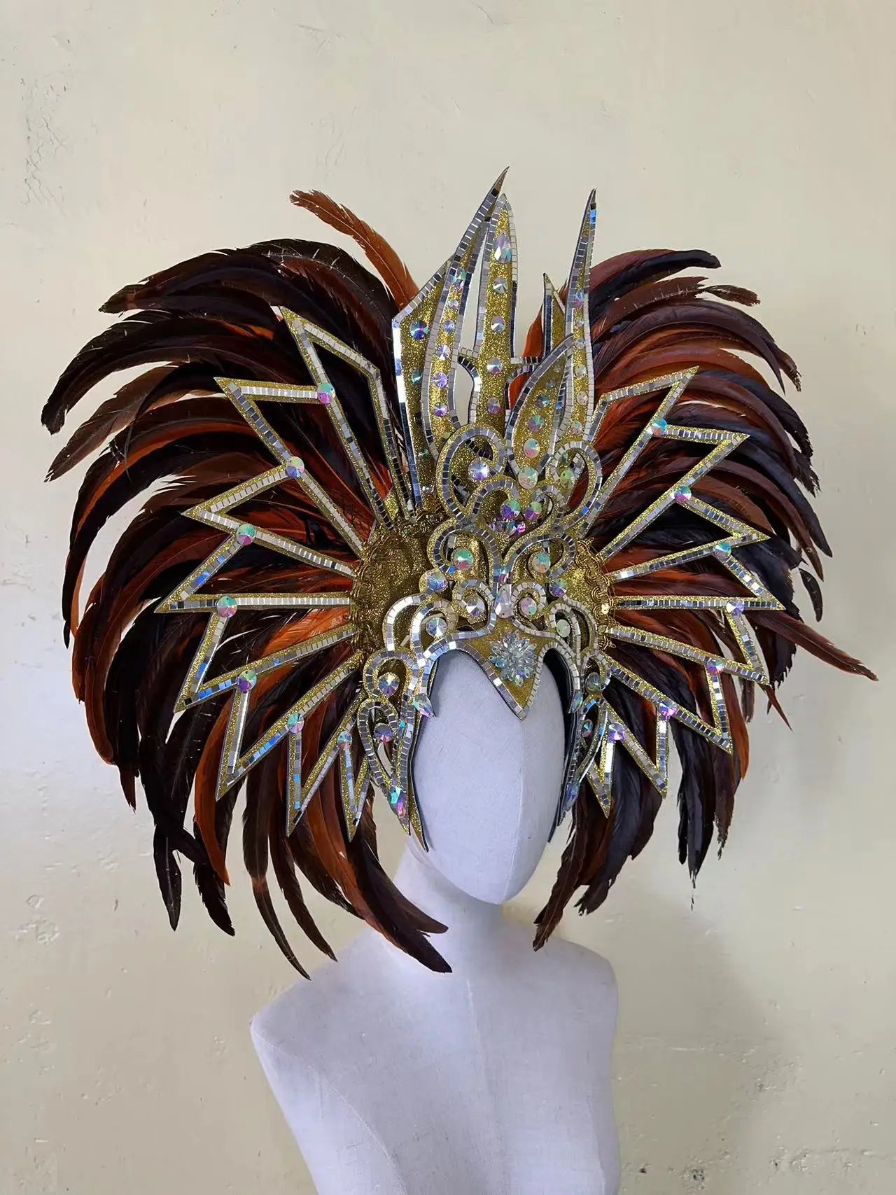 Feather Headdress Samba Costume Carnival Halloween Party Bar Performance Hat Makeup Dance Wings Parade