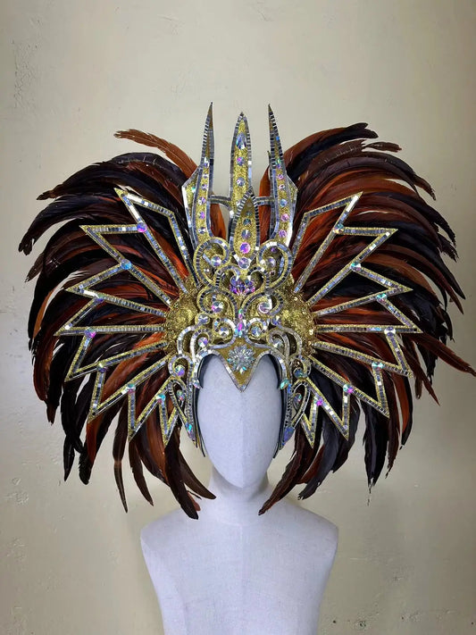 Feather Headdress Samba Costume Carnival Halloween Party Bar Performance Hat Makeup Dance Wings Parade