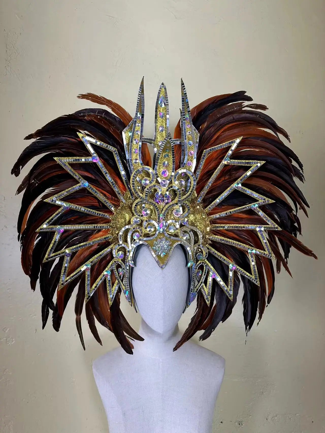 Feather Headdress Samba Costume Carnival Halloween Party Bar Performance Hat Makeup Dance Wings Parade