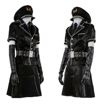 Female Akira Kurusu Cosplay Costume Black Jacket Skirt Hat Outfit for Halloween and Conventions