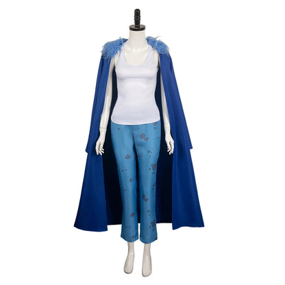 Female Law Cosplay Trafalgar Costume Top Pants Cloak Earrings Blue Suits Fantasy for Women Outfits Halloween Carnival Party Suit