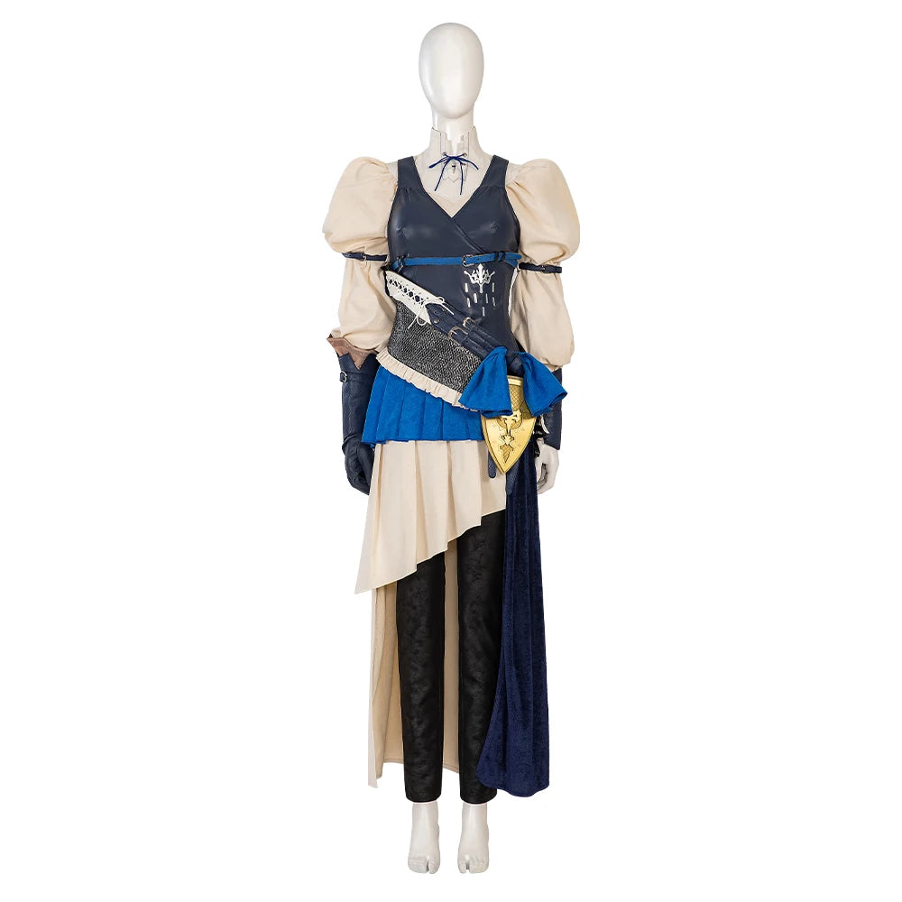 Final Fantasy XVI Game Jill Warrick Cosplay Women's Unique Puff Sleeves Top Tube Dress Full Set Halloween Party FF16 Combat Suit