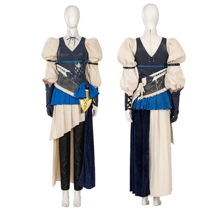 Final Fantasy XVI Game Jill Warrick Cosplay Women's Unique Puff Sleeves Top Tube Dress Full Set Halloween Party FF16 Combat Suit