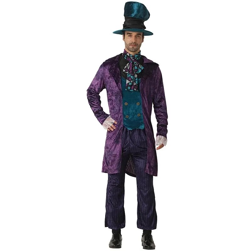 Men Women Halloween Costume For Adult Alice In Wonderland Authentic Mad Hatter Costume Men Madam Purim Cosplay