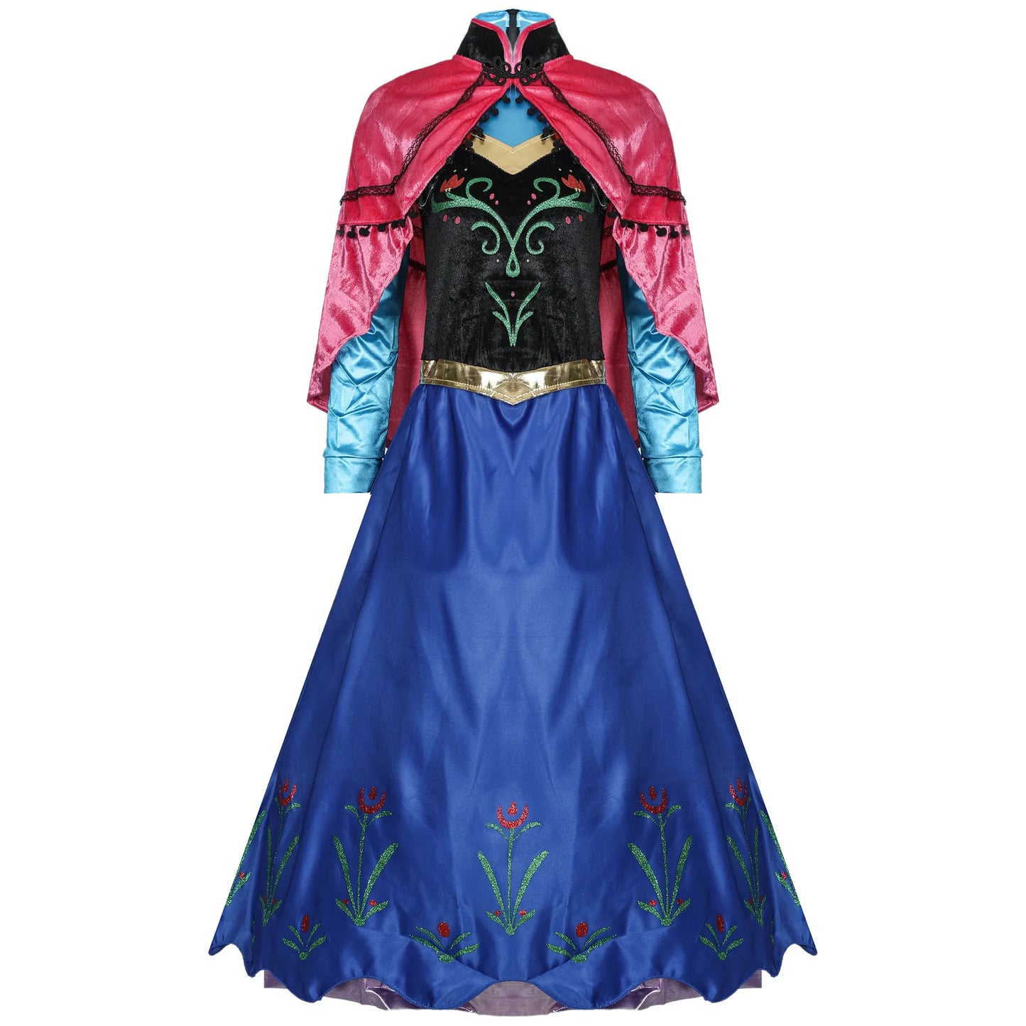 Frozen Anna Princess Long Dress Adults Snow Queen Elsa Cosplay Costume Fairy Tale Party Dresses for Women Halloween Fancy Dress