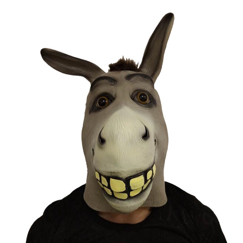 Funny Adult Creepy Funny Donkey Horse Head Mask Latex Halloween Animal Cosplay Zoo Props Party Festival Costume Ball Mask