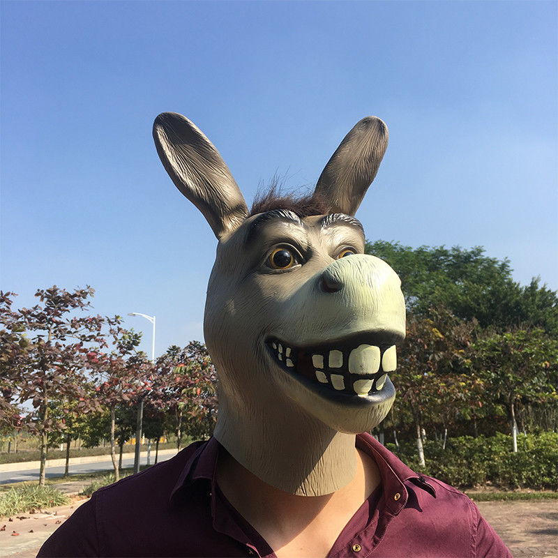 Funny Adult Creepy Funny Donkey Horse Head Mask Latex Halloween Animal Cosplay Zoo Props Party Festival Costume Ball Mask