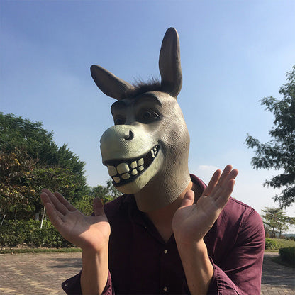 Funny Adult Creepy Funny Donkey Horse Head Mask Latex Halloween Animal Cosplay Zoo Props Party Festival Costume Ball Mask