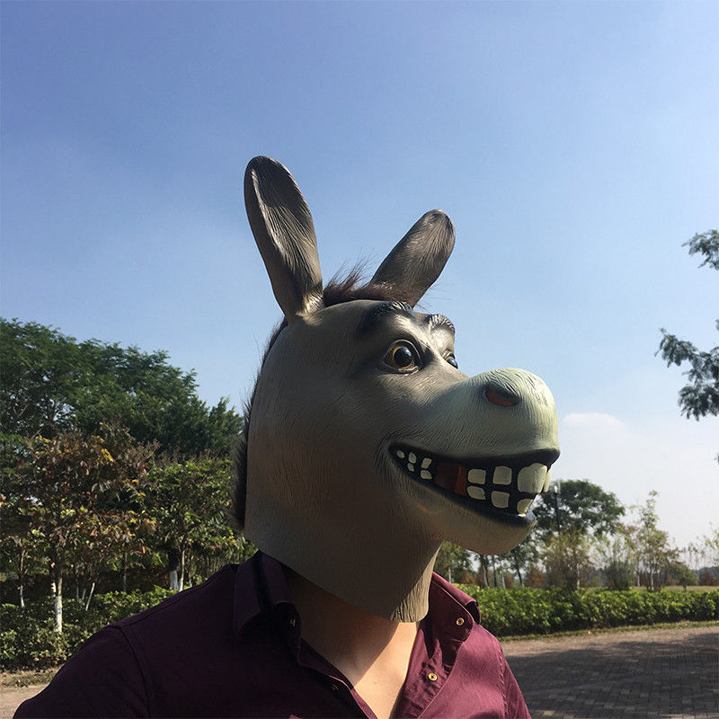 Funny Adult Creepy Funny Donkey Horse Head Mask Latex Halloween Animal Cosplay Zoo Props Party Festival Costume Ball Mask