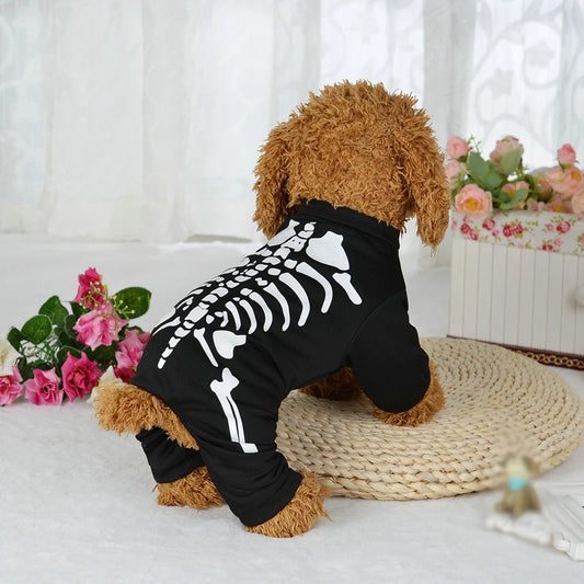 Funny Skeleton Dog Costumes Pet Jumpsuit Halloween Clothes Apparel for Puppy Small Medium Dogs Cat Puppies Holiday Apparel