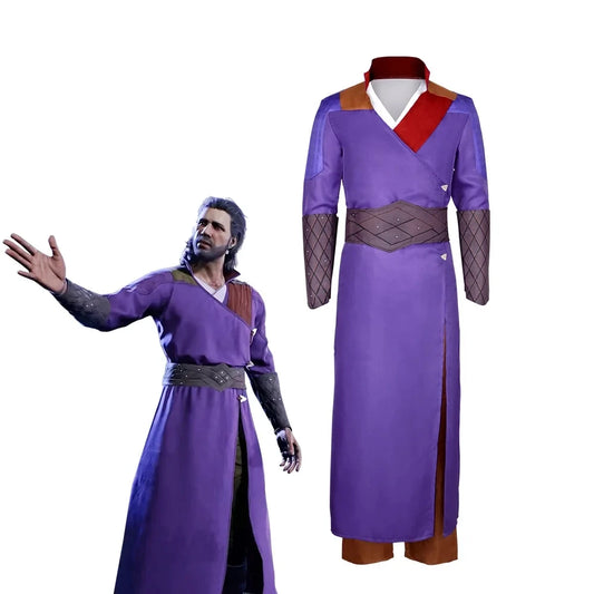 Gale Cosplay Costume Trench Purple Robe Men Game Baldurs Gate 3 Role Play Men Uniform Gate Halloween Christmas Carnival Full Set