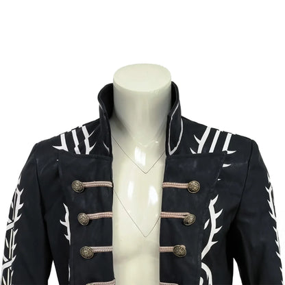 Game DMC5 Costume Coat Devil Hunter Vergil Cosplay Long Jacket with Buttons Pattern Details Customizable