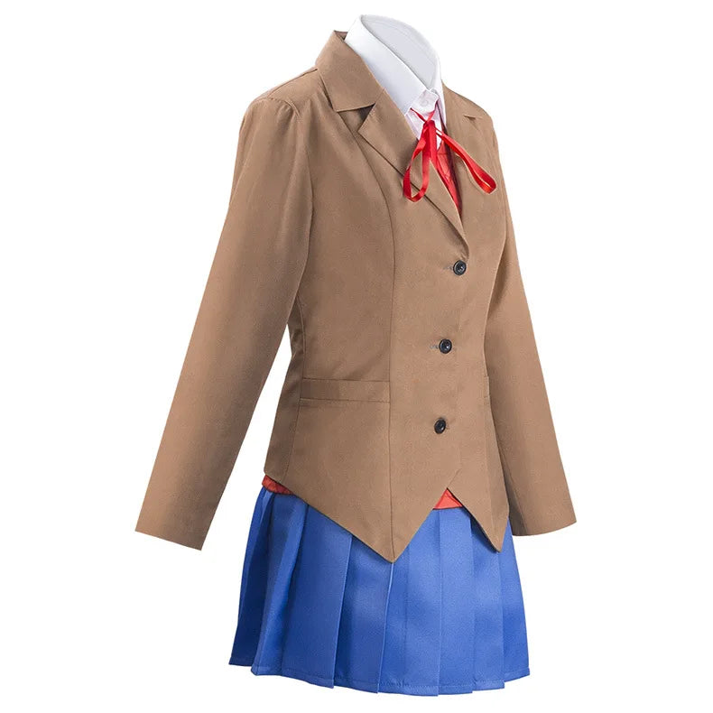 Game Doki Doki Literature Club Monika Cosplay Sayori Yuri Natsuki Cosplay Costume Wig Set School Uniform Girl Women Costumes