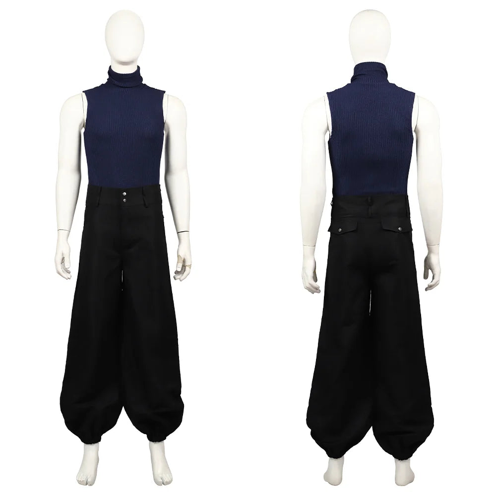 FF7 Zack Cosplay Costume Remake Outfit with Belt Top Pants Accessories Custom Size for Halloween Carnival