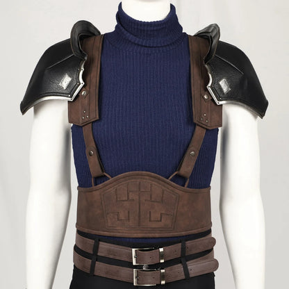 FF7 Zack Cosplay Costume Remake Outfit with Belt Top Pants Accessories Custom Size for Halloween Carnival