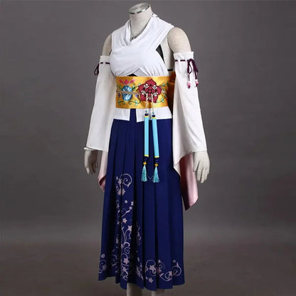 Game FFX Yuna Cosplay Costume Women Girls Fantasia Kimono Dress Uniform Suit Halloween Carnival Party Comic Con Gown