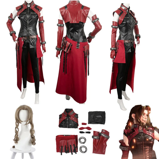 Game Final Cosplay Costume Fantasy Aerith  Suit For Adult Women Female Leather Outfit Halloween Carnival Party Clothes