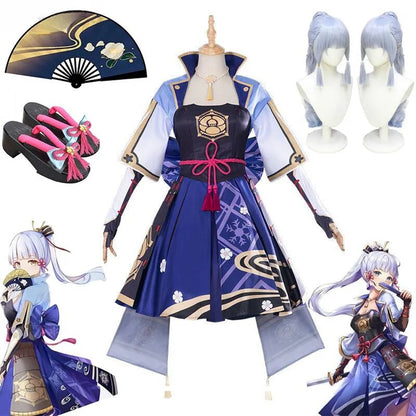 Game Genshin Impact Kamisato Ayaka Cosplay Costume Ayaka Outfit Fan Dress Wig Shoes Cosplay Anime for Role Play