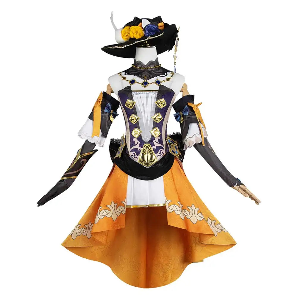 Game Genshin Impact Navia Cosplay Costume Dress Hat Gloves Outfits Fantasia Halloween Carnival Party Role Play Disguise Suit