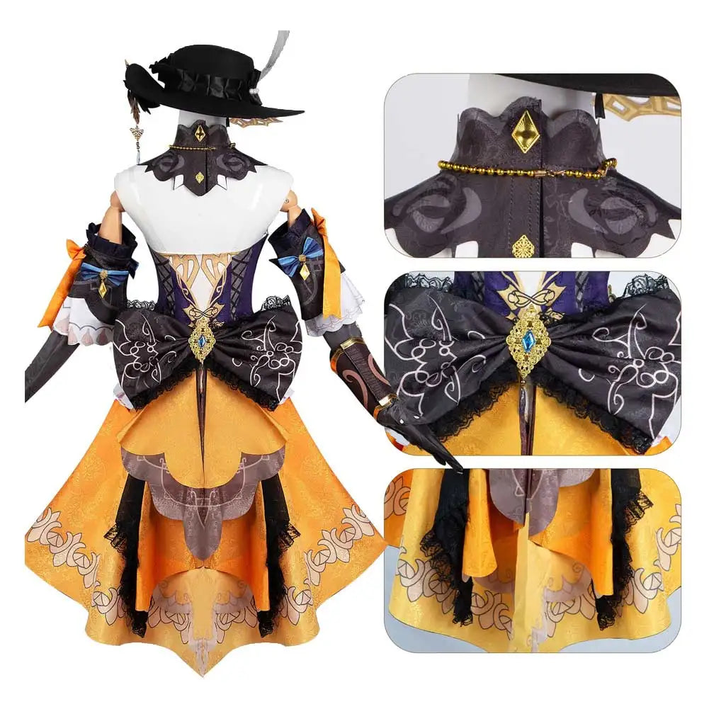 Game Genshin Impact Navia Cosplay Costume Dress Hat Gloves Outfits Fantasia Halloween Carnival Party Role Play Disguise Suit