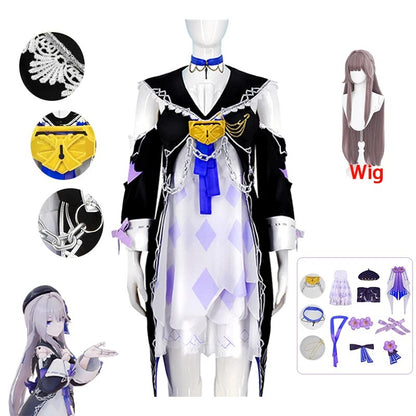 Game Honkai Star Rail Herta Cosplay Costume Game Cos Honkai Star Rail Cosplay Genius Society Herta Costume Wig Carnival Party