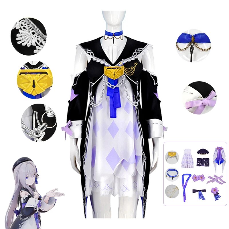 Game Honkai Star Rail Herta Cosplay Costume Game Cos Honkai Star Rail Cosplay Genius Society Herta Costume Wig Carnival Party