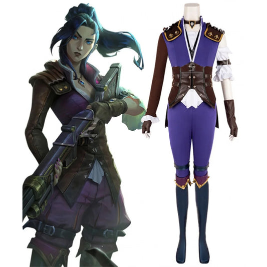 Game Caitlyn Kiramman Cosplay Costume Violet Battle Of Two Cities Suits Halloween Theme Party Women Uniform Outfits