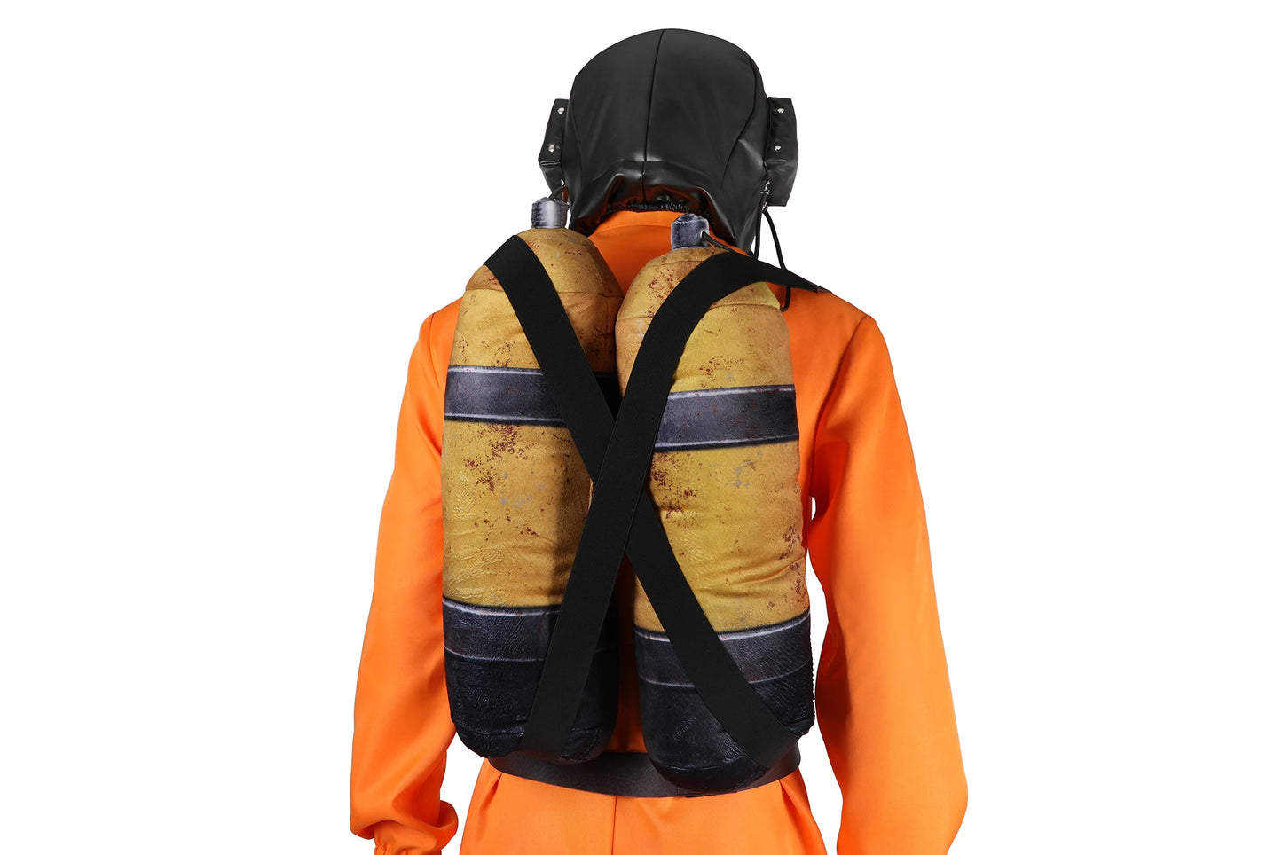 Lethal Company Cosplay Costume Orange Jumpsuit with Protective Harness and Mask Halloween Outfit