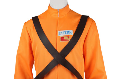 Lethal Company Cosplay Costume Orange Jumpsuit with Protective Harness and Mask Halloween Outfit