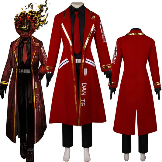 Game Limbus Company Cosplay Dante Costume Red Long Coat DAN TE Uniform Suit Men Women Halloween Party Carnival Roleplay Outfits