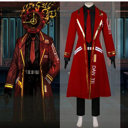 Game Limbus Company Cosplay Dante Costume Red Long Coat DAN TE Uniform Suit Men Women Halloween Party Carnival Roleplay Outfits