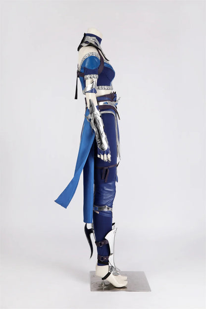 Kitana Cosplay Costume Blue Outfits Kitana Sexy Combat Suit Full Set Fantasia Roleplay For Women Custom