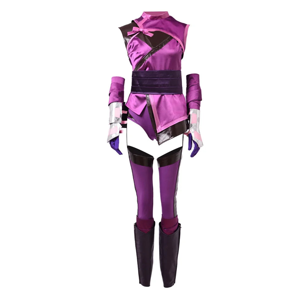 Game Mortal Kombat Mileena Cosplay Costume for Adult Women Sexy Purple Uniform Suits Halloween Carnival Party Battle Outfits