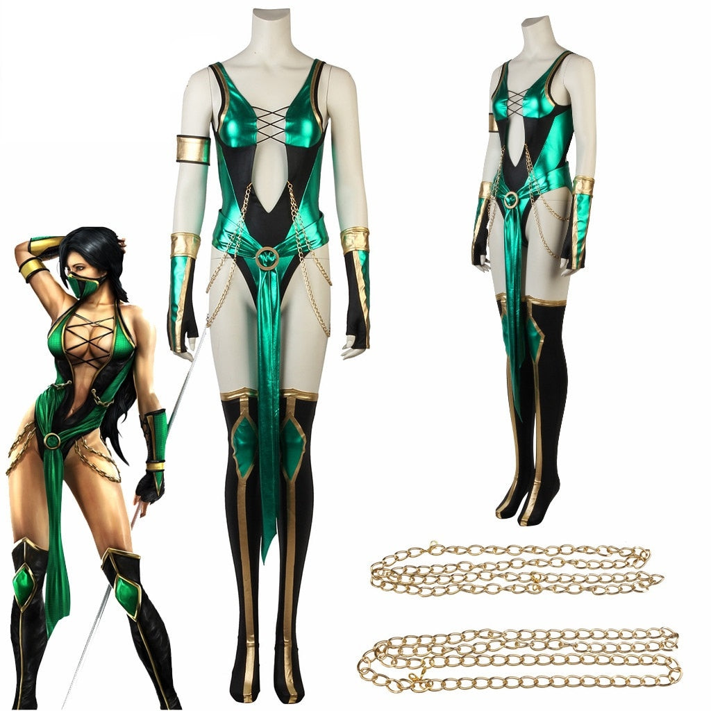 Game Mortal Kombat X Jade Costume Cosplay Blue Sexy Tights Battle Combat Women's Outfit Adult Full Suit Halloween Carnival