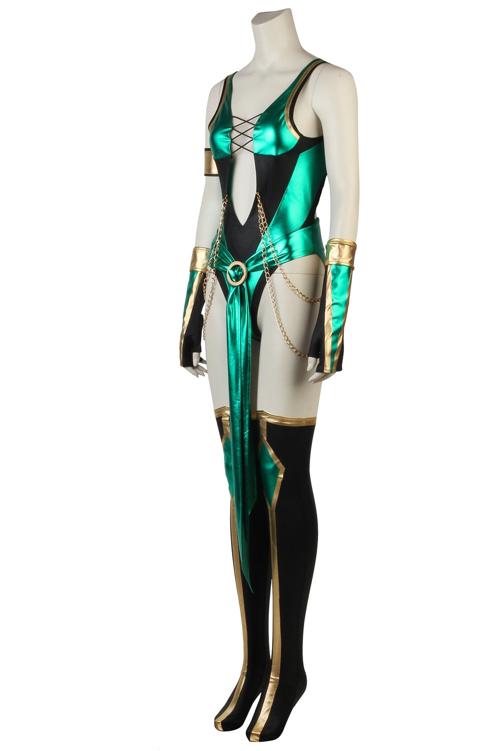 Game Mortal Kombat X Jade Costume Cosplay Blue Sexy Tights Battle Combat Women&#39;s Outfit Adult Full Suit Halloween