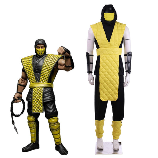 Game Mortal Kombat X Scorpion Costume Sub-Zero Cosplay Yellow Blue Battle Combat Men's Outfit Adult Full Suit Halloween