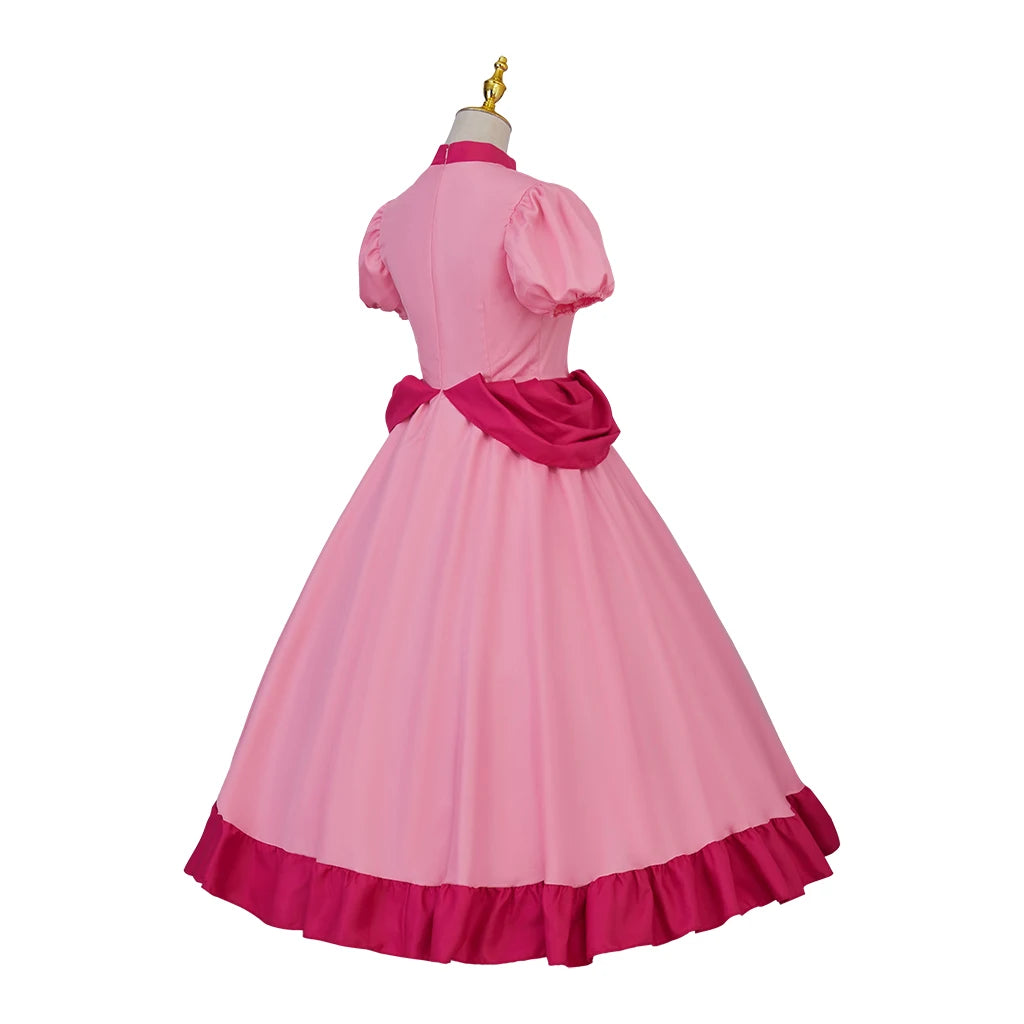 Game Princess Cosplay Peach Costume Daisy Peach Pink Dress Women Ball Gown Fancy Outfit Halloween Party Costume