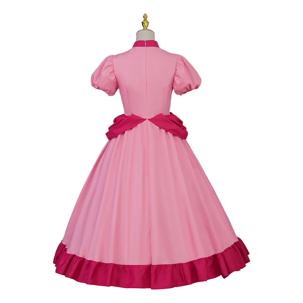 Game Princess Cosplay Peach Costume Daisy Peach Pink Dress Women Ball Gown Fancy Outfit Halloween Party Costume