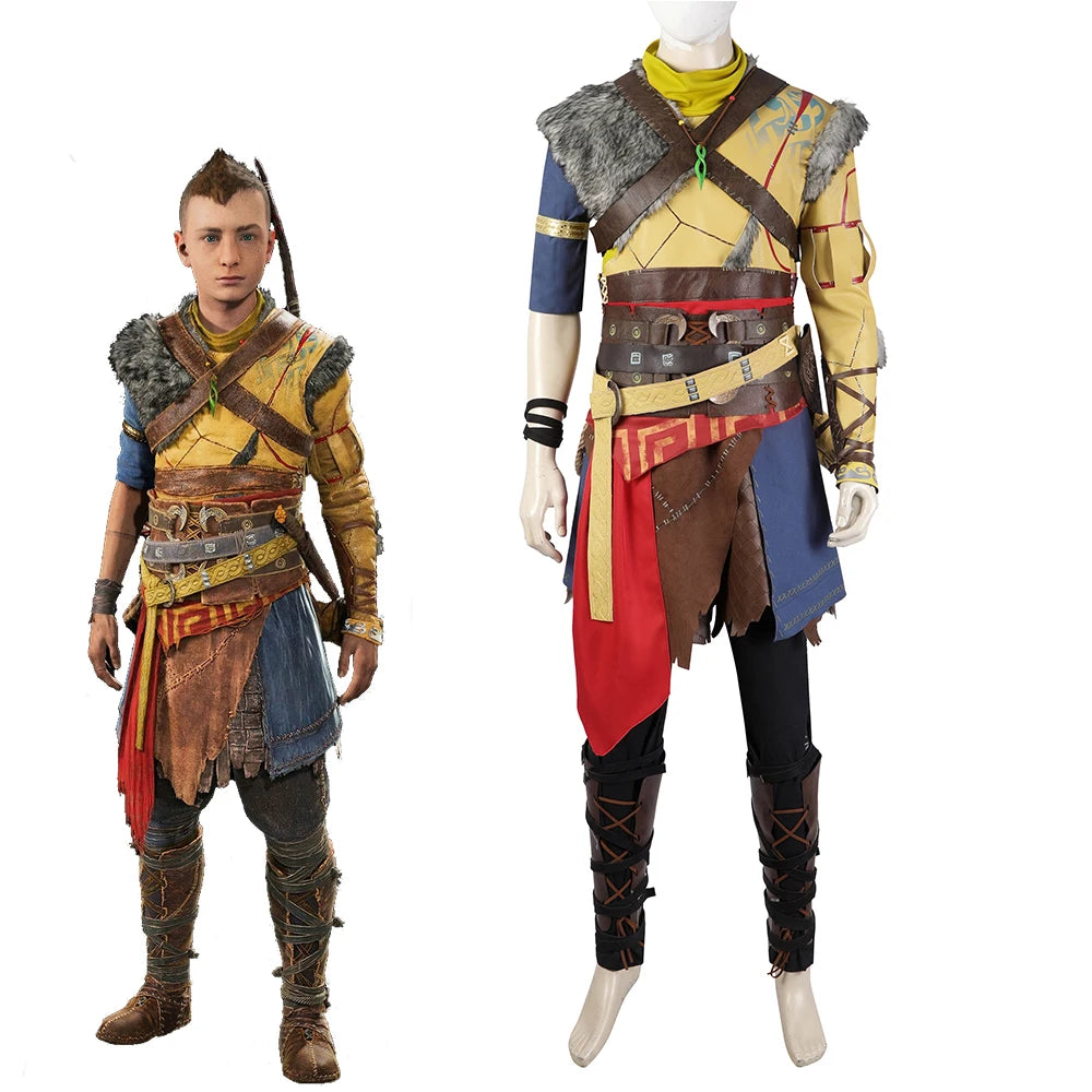 Game Ragnarok Atreus Cosplay Loki Costume Men's Retro Battle Suits with Accessories Halloween Masquerade Disguise Performance